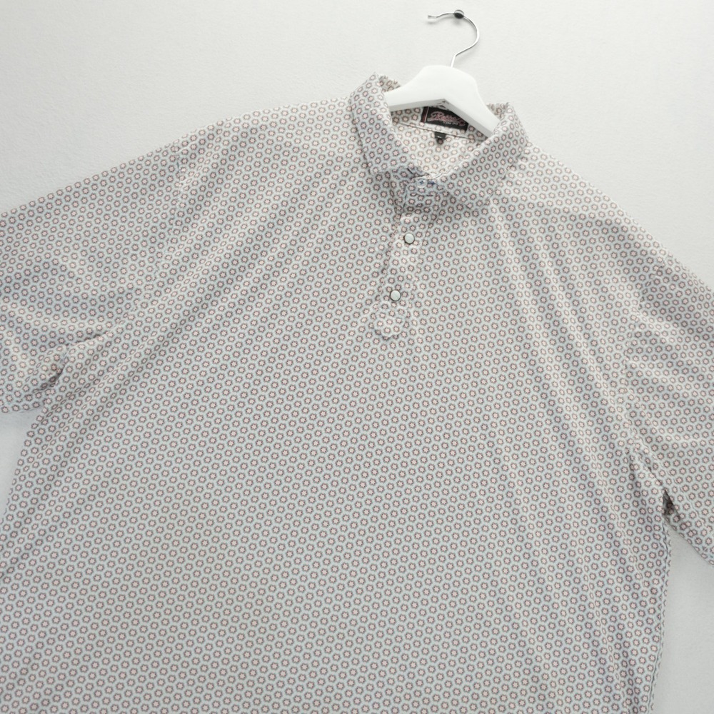 Rafter C Mens XL Short Sleeve Polo Shirt Geometric Starburst Print Western Snap